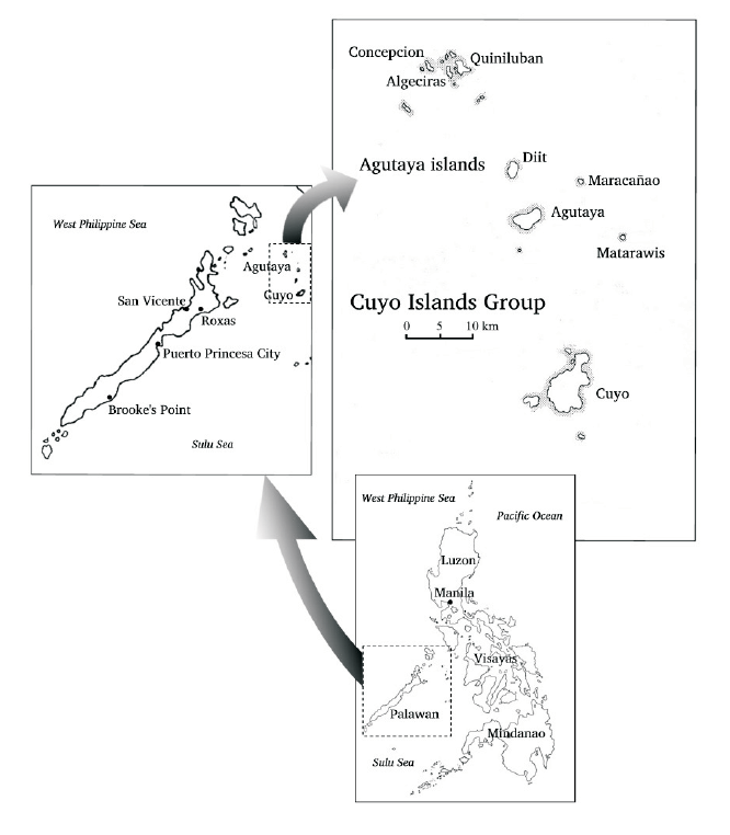 Map of Agutaya areas from Dictionary