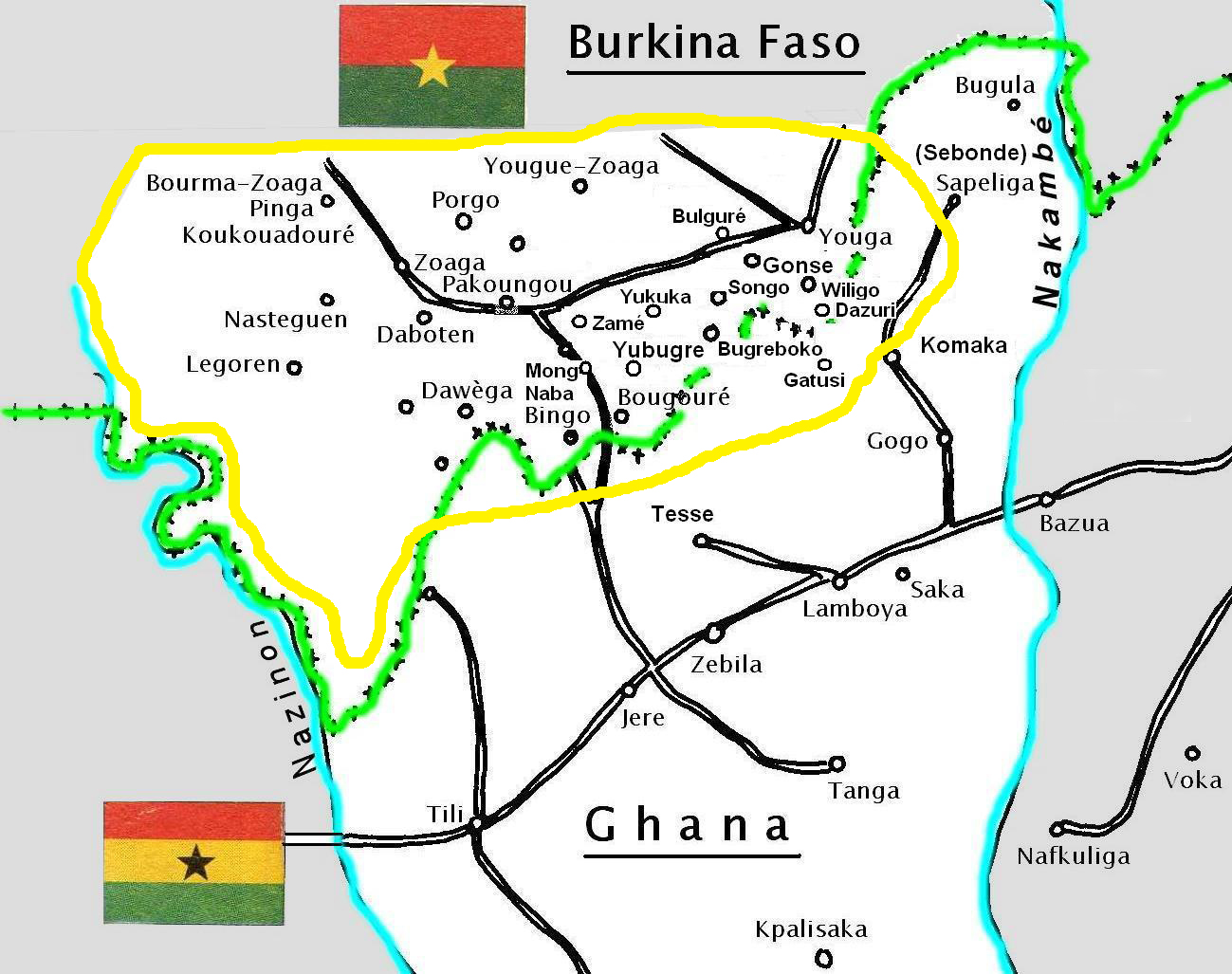Villes et villages kusaasi au Burkina Faso. Kusaal towns and villages in Burkina Faso.