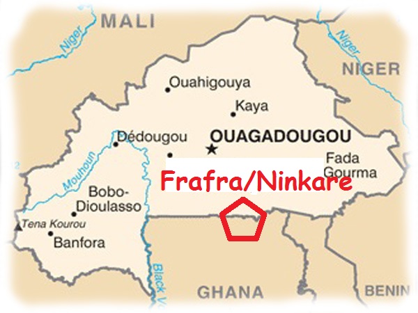 Localisation du Ninkare au Sud du Burkina Faso. The Ninkarse live in the southern part of Burkina Faso.